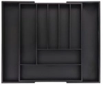 relaxdays Besteckkasten ausziehbar aus Bambus bis 49,5 cm Schwarz