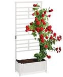relaxdays Pflanzkasten mit Spalierwand 171 x 71,5 x 32 cm wei&szlig; wei&szlig;