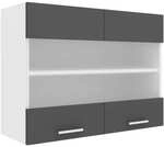 VCM H&auml;ngeschrank &raquo;Esilo&laquo; 2 Glas-T&uuml;ren grau, 80x60x31 cm