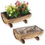 relaxdays 2er-Set Holz-Blumenk&auml;sten