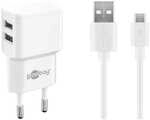 goobay Micro-USB-Dual-Ladeset 2,4 A wei&szlig; wei&szlig;, 4.13x1.48 cm