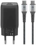 goobay USB-C Ladekabel mit Adapter 1 m gr&uuml;n