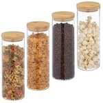 relaxdays 4er-Set Vorratsgl&auml;ser mit Deckel 1,6 l wei&szlig;, 10 cm