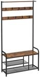 VASAGLE Garderobenbank mit Haken und Schuhrost braun / schwarz 85/30/180,5 cm braun,