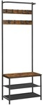 VASAGLE Garderobenbank mit Haken und Schuhrost braun / schwarz 64/32,2/180 cm,