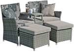 Garden Pleasure 3-tlg. Garten-Doppelsessel-Set mit Hockern &raquo;Calgary&laquo; grau, 155x90