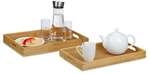 relaxdays 2er-Set Serviertablett Bambus braun, 45x5.5x31 cm