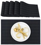 relaxdays Tischset Bambus 45 x 30 cm 6-tlg. Schwarz