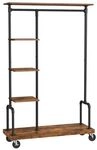 VASAGLE Rollgarderobe braun / schwarz 103,5/40/174,5 cm braun, 103.5x174.5x40 cm