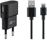goobay Ladekabel mit Adapter USB A 1.0 m schwarz