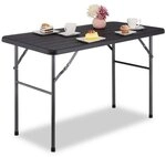 relaxdays Eckiger Gartentisch in Holzoptik 118 x 60 x 74 cm schwarz