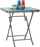 relaxdays Klappbarer Balkontisch mit Glas 70 x 70 cm wei&szlig;