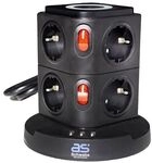 as-Schwabe 8-fach Tischsteckdose &raquo;QI-Wireless Ladestation&laquo; schwarz schwarz,