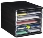 relaxdays Schubladenbox mit 5 F&auml;chern transparent, 23.5x3.7x31.5 cm