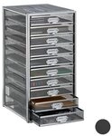 relaxdays Schubladenbox A4 mit 10 F&auml;chern silber