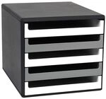 M und M Schubladenbox DIN A4 mit 5 Schubladen grau, 28.5x26x35.7 cm