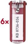 Durable 6er-Pack Schl&uuml;sselanh&auml;nger &raquo;Key Clip&laquo; rot
