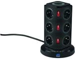 as-Schwabe 12-fach Tischsteckdose &raquo;QI-Wireless Ladestation&laquo; schwarz schwarz,