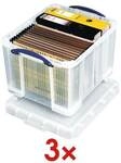 Really Useful Box 3x Ablagebox 35 L transparent, 48x31x39 cm