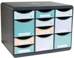 EXACOMPTA Schubladenbox &raquo;Store Box Multi Aquarell&laquo; 11 Sch&uuml;be rot, 27x27.1x35.5 cm
