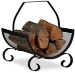 relaxdays Kaminholzkorb Metall - 40x33x38 cm silber