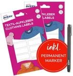 Avery Zweckform 2x 36er-Pack Textil-Aufkleber 45x13 mm wei&szlig; + Marker wei&szlig;