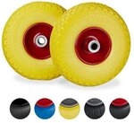 relaxdays 2er-Set Sackkarrenrad Vollgummi 3.00-4 Zoll mit Stahlfelge gelb