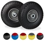 relaxdays 2er-Set Sackkarrenrad Vollgummi 3.00-4 Zoll mit Stahlfelge ANaturrazit