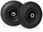 relaxdays 2er-Set Sackkarrenrad PU Vollgummi 3.00-4 Zoll mit Kunststofffelge schwarz