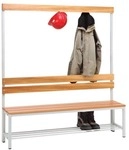 SZ Metall Sitzbank 1,50 m, mit Hakenleiste-Garderobe und Schuhrost braun,...