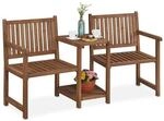 relaxdays Holz-Gartenbank mit Tisch f&uuml;r 2 Personen, 109 cm