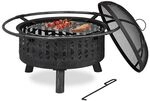 relaxdays Feuerschale mit Grillrost und Funkenschutz