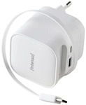Intenso Schnellladeger&auml;t mit ausziehbarem USB-C-Kabel W65ACIC GaN USB-C + USB-A 65 W