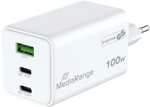 MediaRange Schnellladeadapter USB-A / USB-C&reg; PD QC 100 W wei&szlig;, 1.057x0.415x0.4