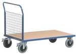 ROLLCART Gitter-Stirnwandwagen 120x80 cm Holz-Ladefl&auml;che blau, 132x99x80 cm
