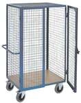 ROLLCART Gitter-Schrankwagen mit Zylinderschloss 98x70 cm Holz-Ladefl&auml;che blau,