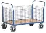 ROLLCART Gitter-Vierwandwagen 120x77 cm Holz-Ladefl&auml;che blau, 137x99x80 cm