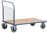 ROLLCART Gitter-Stirnwandwagen 100x70 cm Holz-Ladefl&auml;che blau, 112x99x70 cm