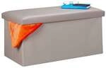 relaxdays Sitzbank aus Kunstleder grau grau, 76.5x37.5 cm