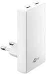 goobay Dual-Schnellladeger&auml;t GaN 2x USB-C (PD) 90&deg; Flat 65 W wei&szlig; wei&szlig;,