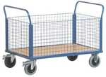 ROLLCART Gitter-Vierwandwagen 100x67 cm Holz-Ladefl&auml;che blau, 117x99x70 cm