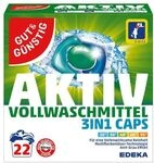 Gut & G&uuml;nstig Vollwaschmittel &raquo;3in1 Caps Aktiv&laquo; 22 WL gr&uuml;n