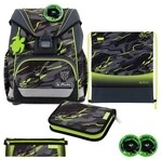 Herlitz Schulranzen-Set &raquo;UltraLight Wild Panther&laquo; Tiere Polyester anthrazit / gr&uuml;n