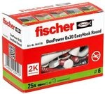 fischer D&uuml;bel mit Schrauben &raquo;EasyHook Round - DuoPower 6x30 2K&laquo; 25 St&uuml;ck grau