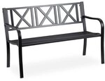 relaxdays Metall-Gartenbank f&uuml;r 2 Personen schwarz, 121 cm