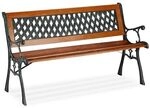 relaxdays Gartenbank aus Holz & Gusseisen f&uuml;r 2 Personen braun, 121.5 cm