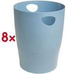 EXACOMPTA 8x Papierkorb &raquo;Ecobin Autentik&laquo; 15 L einfarbige Pastellfarben grau,