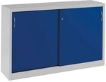 CP Stahlschrank mit Schiebet&uuml;ren 160 x 100 cm blau, 160x100x40 cm