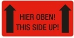 EICHNER Verpackungsetiketten Hinweis &raquo;Hier oben!&laquo; rot, 10x5 cm
