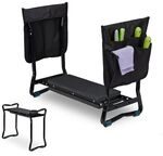 relaxdays Kniebank f&uuml;r Gartenarbeit 60 cm schwarz schwarz, 60x50x27.5 cm